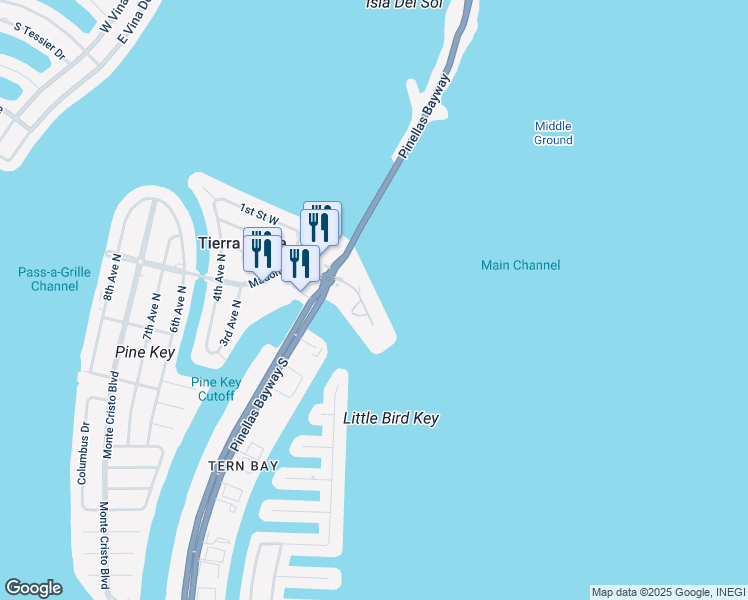 map of restaurants, bars, coffee shops, grocery stores, and more near 103 1st Street East in St. Petersburg