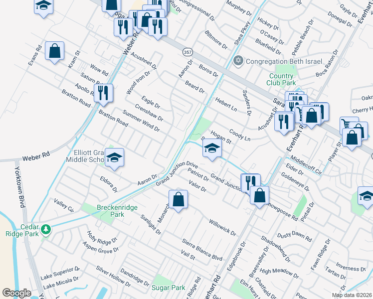map of restaurants, bars, coffee shops, grocery stores, and more near 6810 Elba Court in Corpus Christi