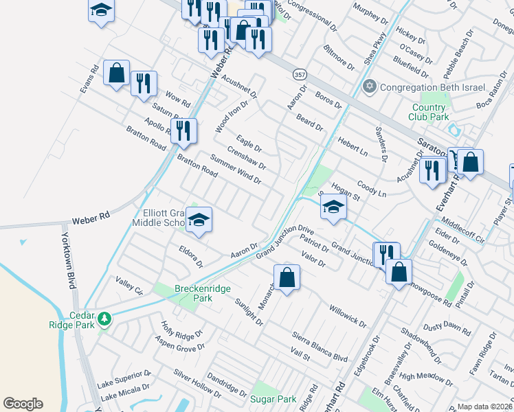 map of restaurants, bars, coffee shops, grocery stores, and more near 6917 Arron Drive in Corpus Christi