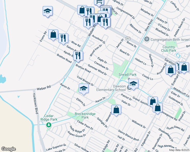 map of restaurants, bars, coffee shops, grocery stores, and more near 6902 Spring Wind in Corpus Christi