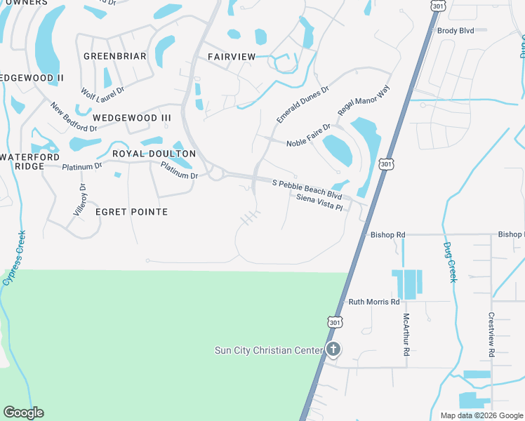 map of restaurants, bars, coffee shops, grocery stores, and more near 1338 Emerald Dunes Drive in Sun City Center