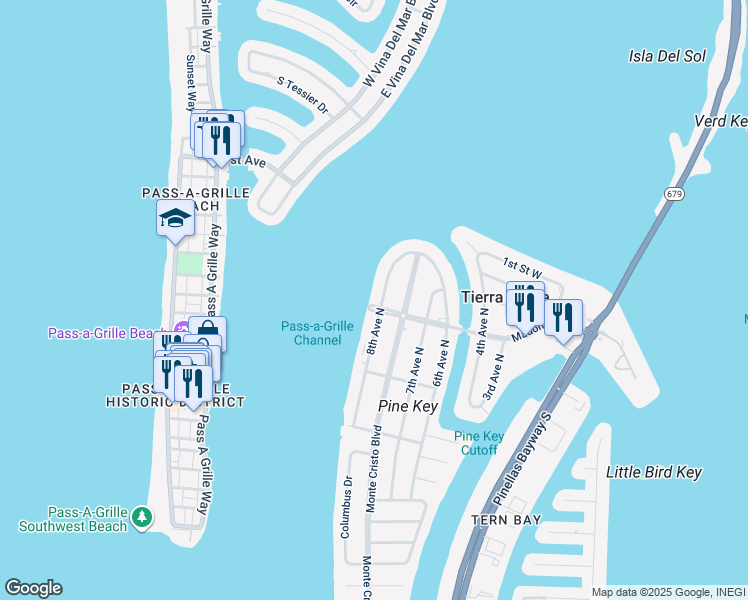 map of restaurants, bars, coffee shops, grocery stores, and more near 800 Madonna Boulevard in Tierra Verde
