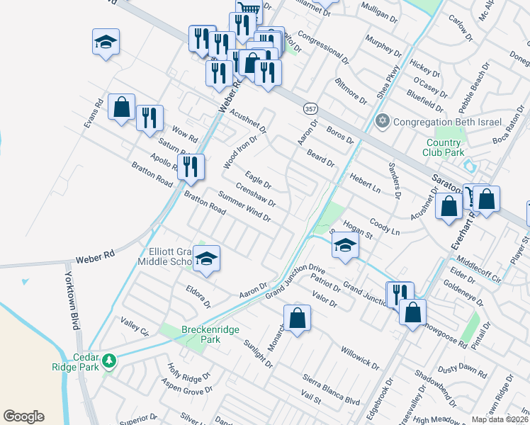 map of restaurants, bars, coffee shops, grocery stores, and more near 4335 Summer Wind Drive in Corpus Christi