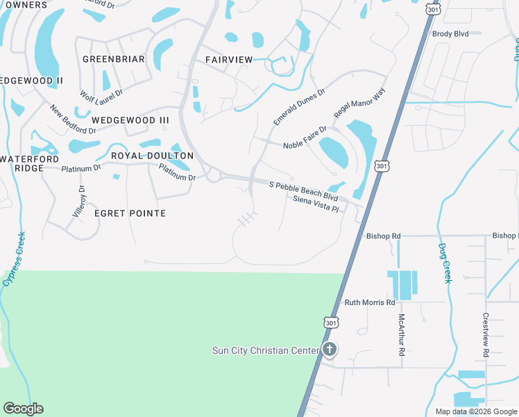 map of restaurants, bars, coffee shops, grocery stores, and more near 1338 Emerald Dunes Drive in Sun City Center