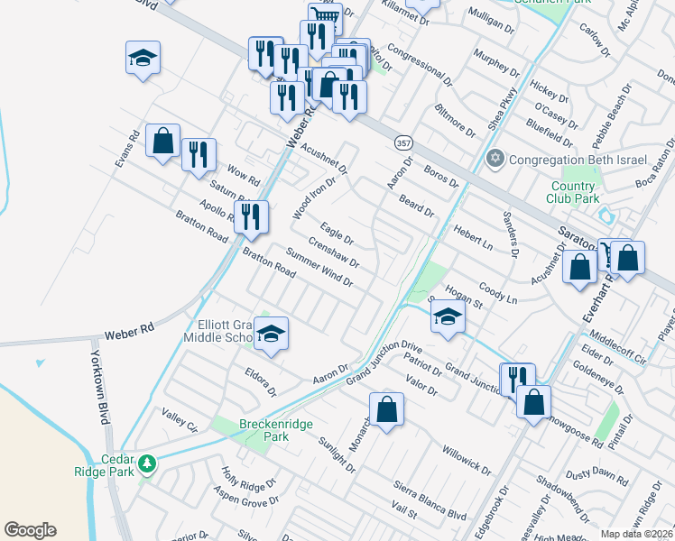 map of restaurants, bars, coffee shops, grocery stores, and more near 4335 Summer Wind Drive in Corpus Christi