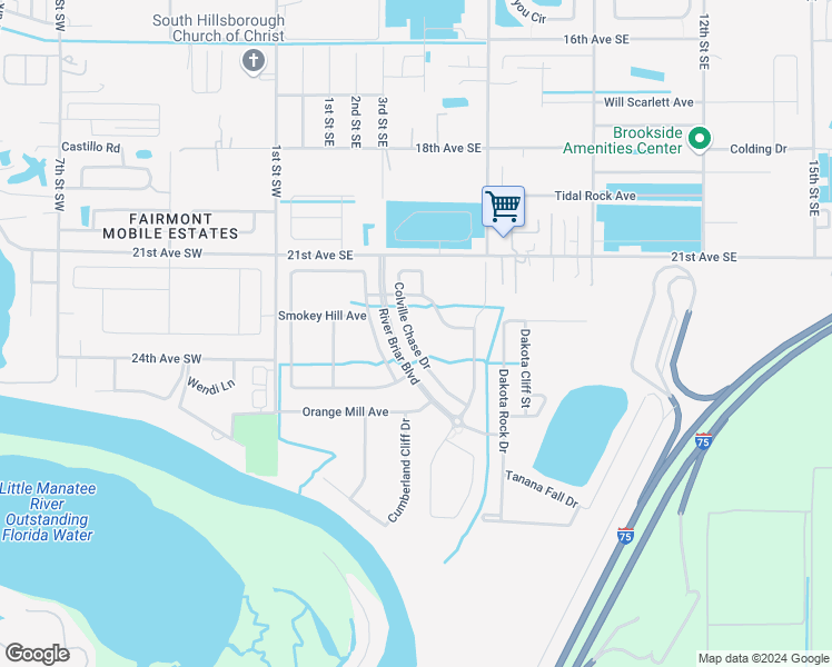 map of restaurants, bars, coffee shops, grocery stores, and more near 2220 Colville Chase Drive in Ruskin
