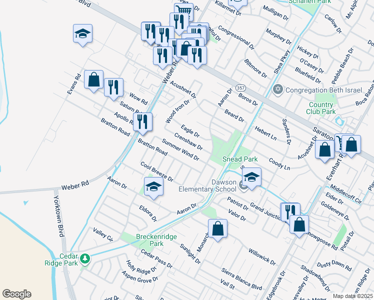 map of restaurants, bars, coffee shops, grocery stores, and more near 4335 Summer Wind Drive in Corpus Christi