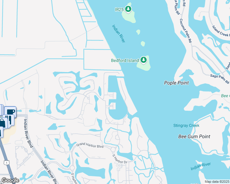 map of restaurants, bars, coffee shops, grocery stores, and more near 1215 Marina Village Circle in Vero Beach