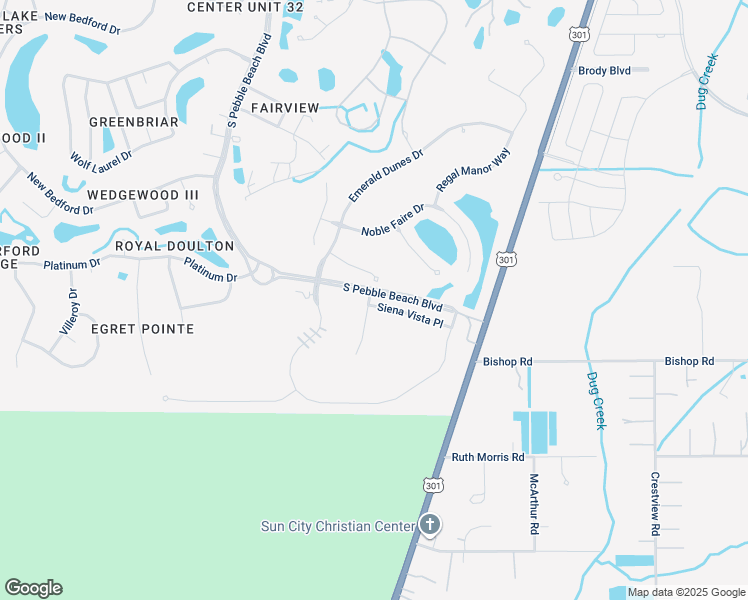 map of restaurants, bars, coffee shops, grocery stores, and more near 343 Siena Vista Place in Sun City Center