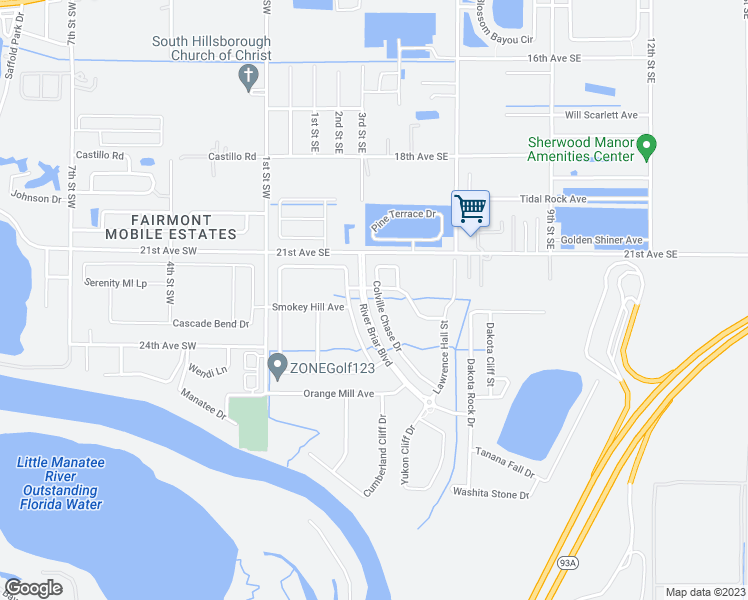 map of restaurants, bars, coffee shops, grocery stores, and more near 2205 Colville Chase Drive in Ruskin