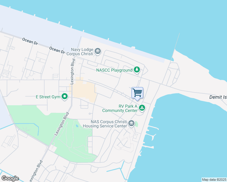 map of restaurants, bars, coffee shops, grocery stores, and more near 2 D Street in Corpus Christi