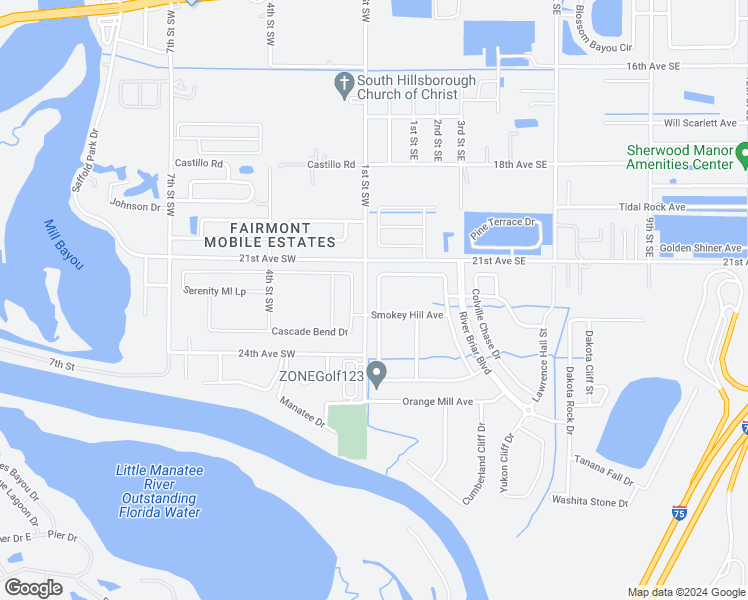 map of restaurants, bars, coffee shops, grocery stores, and more near 2265 Roanoke Springs Drive in Ruskin