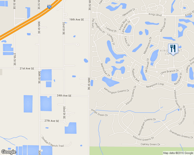 map of restaurants, bars, coffee shops, grocery stores, and more near 2455 New Haven Circle in Sun City Center