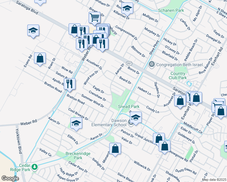 map of restaurants, bars, coffee shops, grocery stores, and more near 4166 Eagle Drive in Corpus Christi
