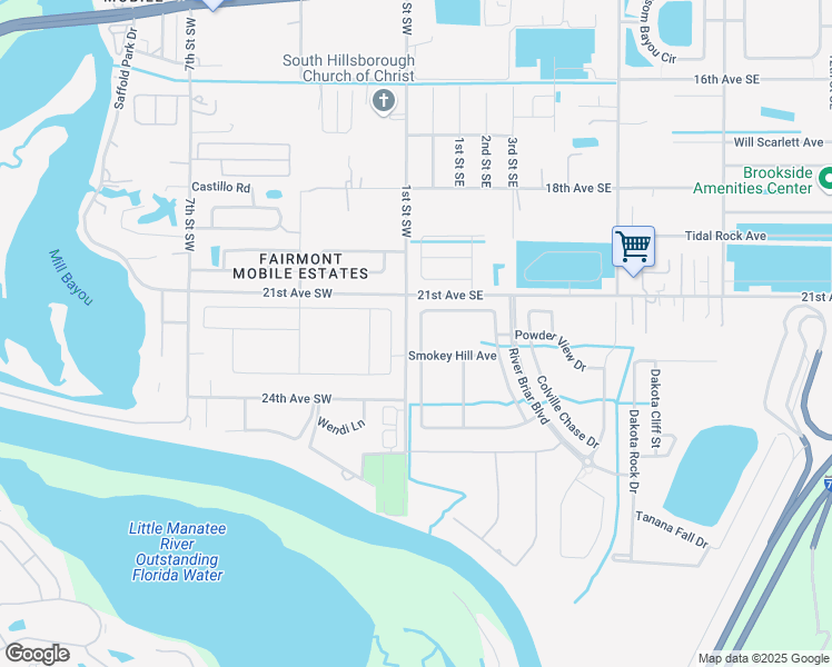 map of restaurants, bars, coffee shops, grocery stores, and more near 2261 Roanoke Springs Drive in Ruskin