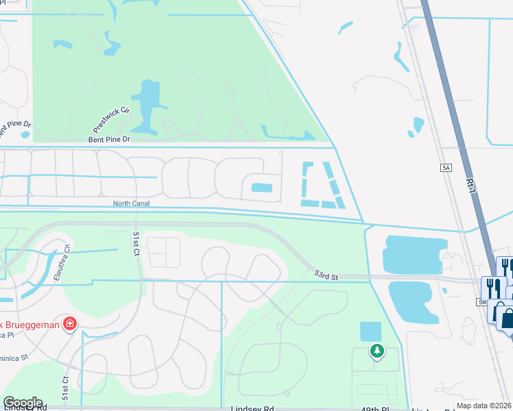map of restaurants, bars, coffee shops, grocery stores, and more near 4060 55th Street in Vero Beach