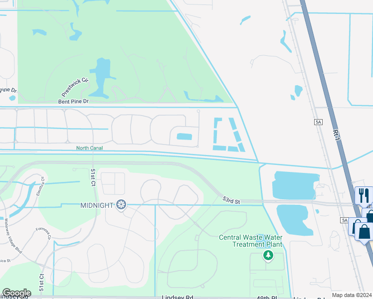 map of restaurants, bars, coffee shops, grocery stores, and more near 4065 55th Street in Vero Beach
