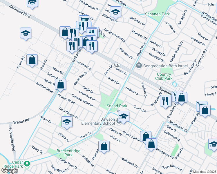 map of restaurants, bars, coffee shops, grocery stores, and more near 4218 Acushnet Drive in Corpus Christi