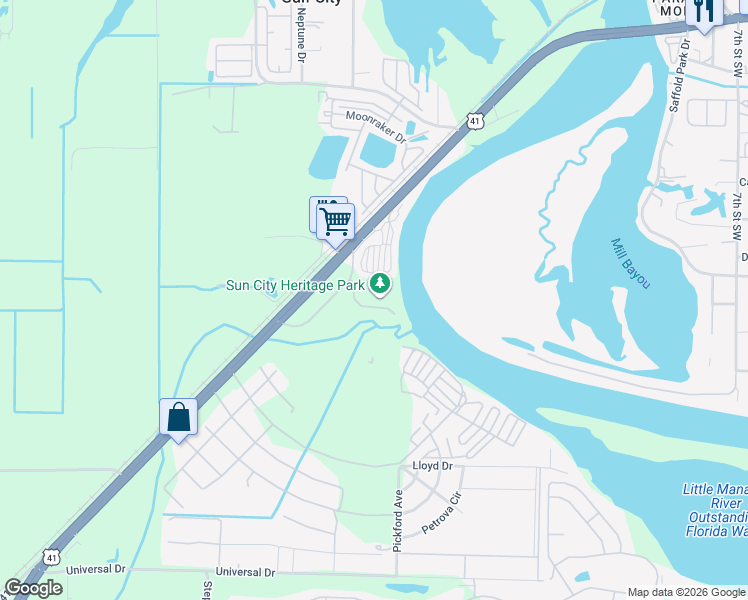 map of restaurants, bars, coffee shops, grocery stores, and more near Blythe Avenue in Ruskin