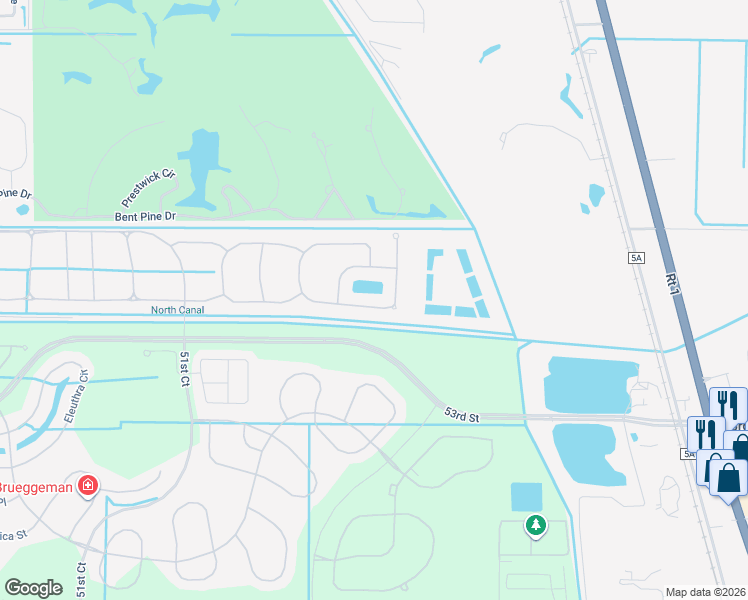 map of restaurants, bars, coffee shops, grocery stores, and more near 4060 55th Street in Vero Beach