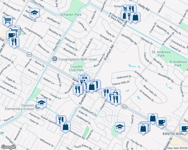 map of restaurants, bars, coffee shops, grocery stores, and more near 145 Lake Shore Drive in Corpus Christi