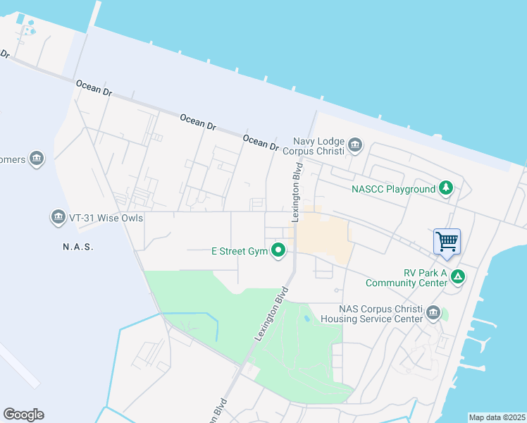 map of restaurants, bars, coffee shops, grocery stores, and more near 11101 D Street in Corpus Christi