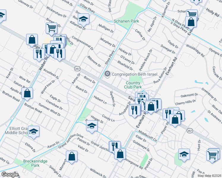 map of restaurants, bars, coffee shops, grocery stores, and more near 4429 Greensboro Drive in Corpus Christi
