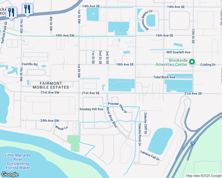 map of restaurants, bars, coffee shops, grocery stores, and more near 401 Pine Terrace Drive in Ruskin