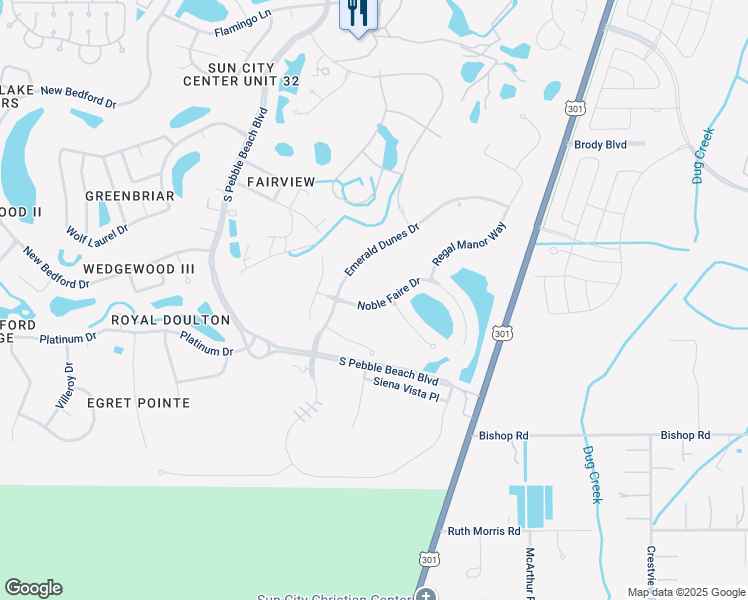 map of restaurants, bars, coffee shops, grocery stores, and more near 435 Noble Faire Drive in Sun City Center