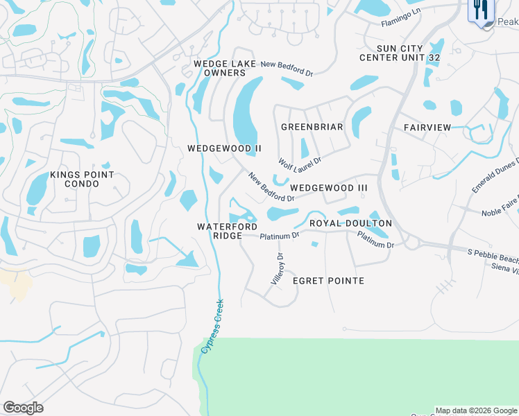 map of restaurants, bars, coffee shops, grocery stores, and more near 1213 Peridot Lane in Sun City Center