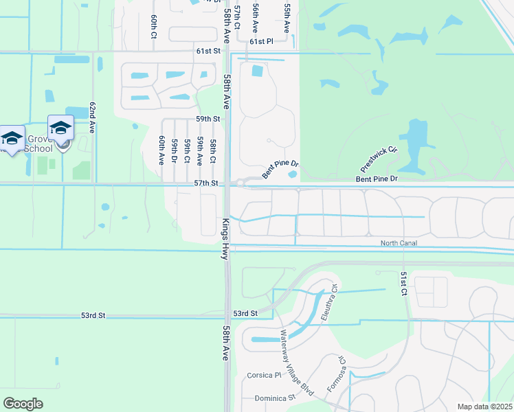 map of restaurants, bars, coffee shops, grocery stores, and more near 5562 57th Way in Vero Beach