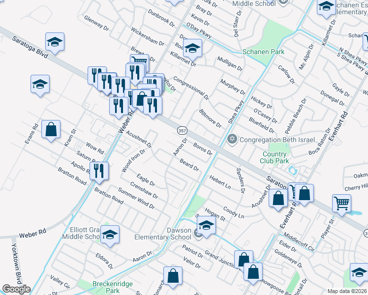 map of restaurants, bars, coffee shops, grocery stores, and more near 4205 Nicklaus Lane in Corpus Christi