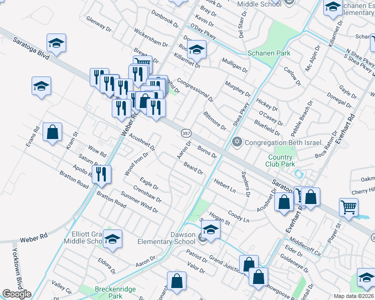 map of restaurants, bars, coffee shops, grocery stores, and more near 4205 Nicklaus Lane in Corpus Christi