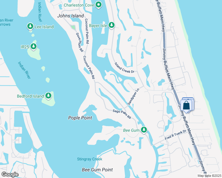 map of restaurants, bars, coffee shops, grocery stores, and more near 270 Coconut Palm Road in Vero Beach