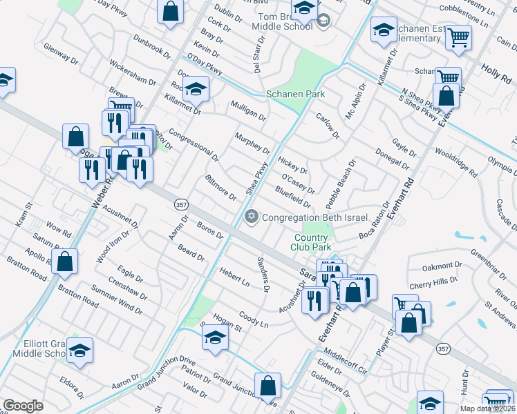 map of restaurants, bars, coffee shops, grocery stores, and more near 4402 Clearwater Drive in Corpus Christi