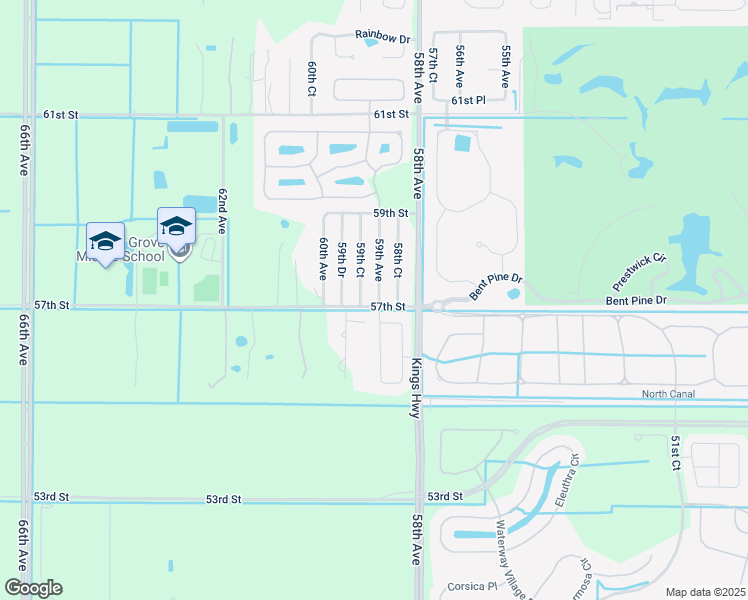 map of restaurants, bars, coffee shops, grocery stores, and more near 5715 59th Avenue in Vero Beach