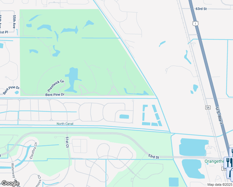 map of restaurants, bars, coffee shops, grocery stores, and more near 5711 Turnberry Lane in Vero Beach