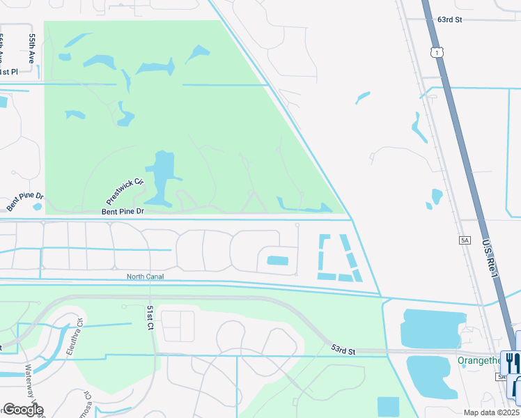 map of restaurants, bars, coffee shops, grocery stores, and more near 5711 Turnberry Lane in Vero Beach