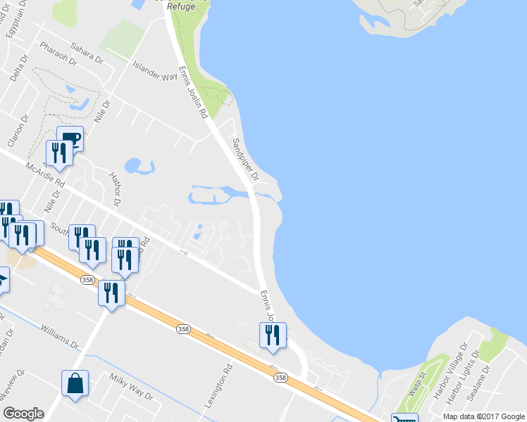map of restaurants, bars, coffee shops, grocery stores, and more near 1214 Ennis Joslin Road in Corpus Christi