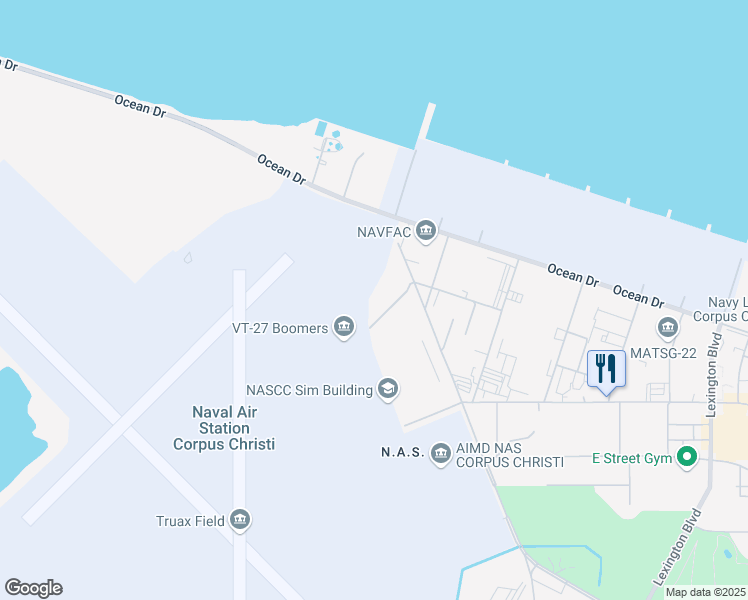 map of restaurants, bars, coffee shops, grocery stores, and more near Bataan Rd in Corpus Christi