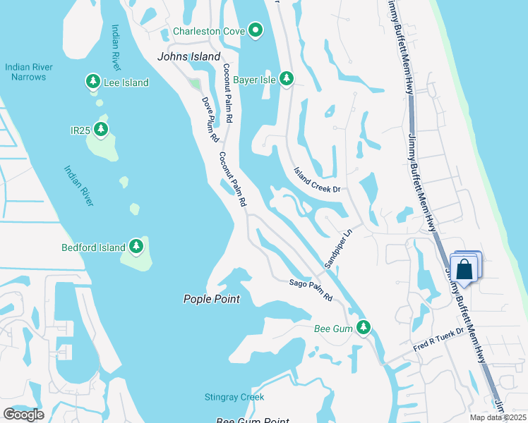 map of restaurants, bars, coffee shops, grocery stores, and more near 310 Coconut Palm Road in Vero Beach