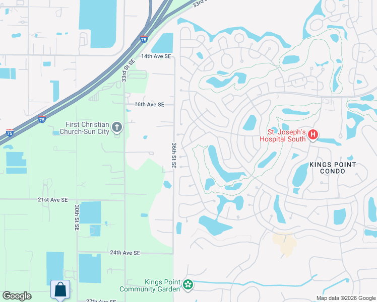 map of restaurants, bars, coffee shops, grocery stores, and more near 2413 Locksley Street in Sun City Center