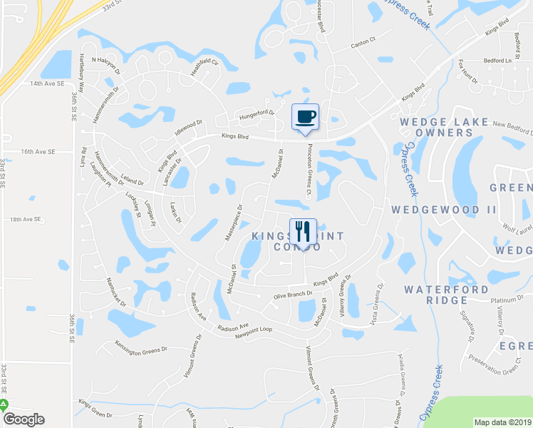 map of restaurants, bars, coffee shops, grocery stores, and more near 653 McDaniel Street in Sun City Center