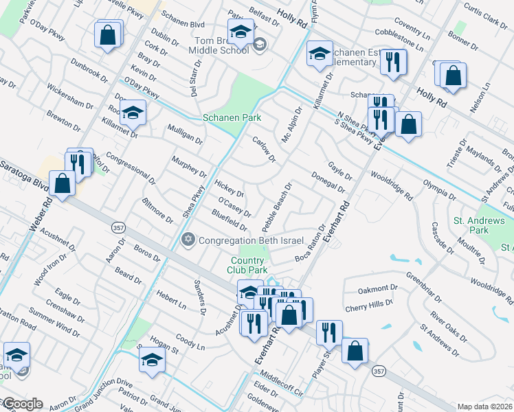 map of restaurants, bars, coffee shops, grocery stores, and more near 4513 Essex Drive in Corpus Christi