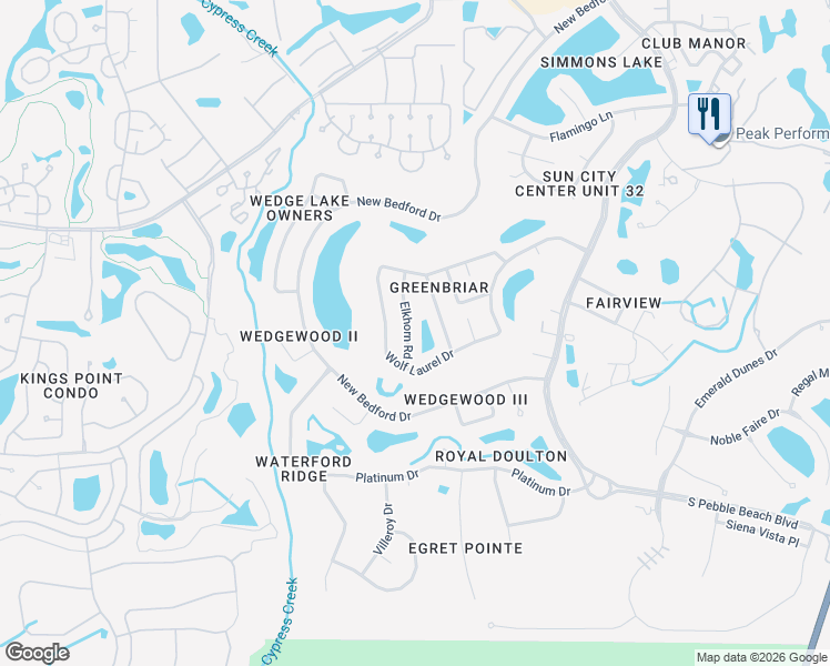 map of restaurants, bars, coffee shops, grocery stores, and more near 718 Elkhorn Road in Sun City Center