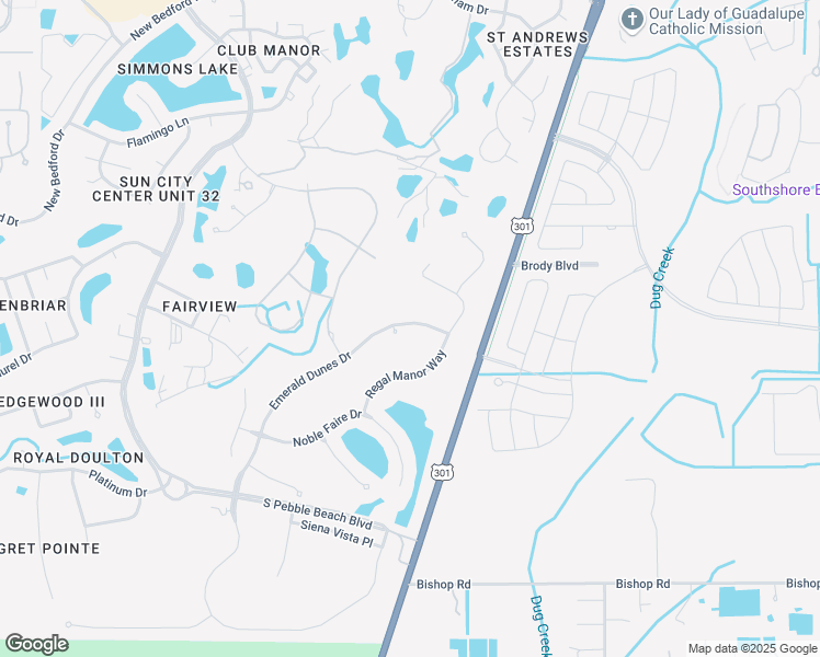 map of restaurants, bars, coffee shops, grocery stores, and more near 1018 Emerald Dunes Drive in Sun City Center