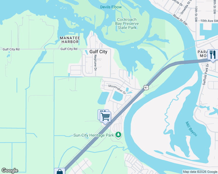 map of restaurants, bars, coffee shops, grocery stores, and more near 1801-1899 Gangway Loop in Ruskin