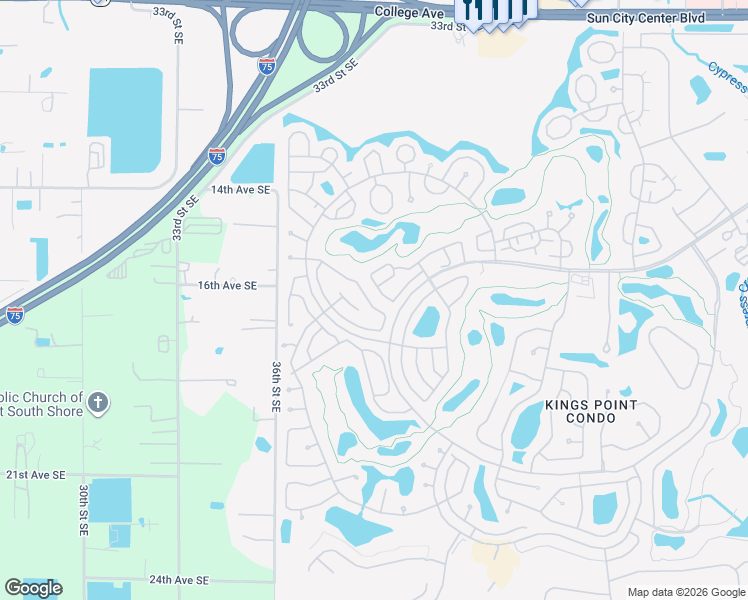 map of restaurants, bars, coffee shops, grocery stores, and more near 1418 Leland Drive in Sun City Center