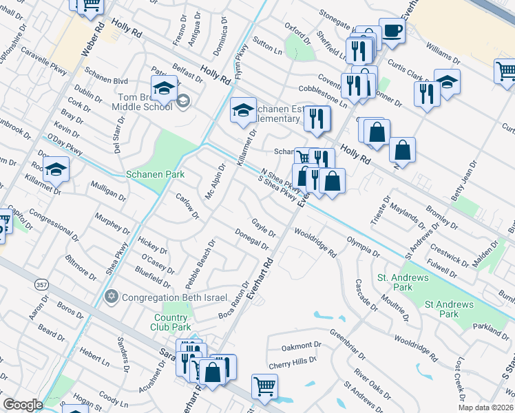 map of restaurants, bars, coffee shops, grocery stores, and more near 4701 Wooldridge Road in Corpus Christi