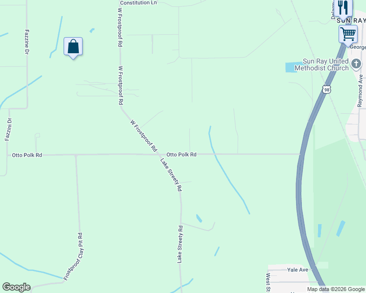 map of restaurants, bars, coffee shops, grocery stores, and more near 670 Otto Polk Road in Frostproof